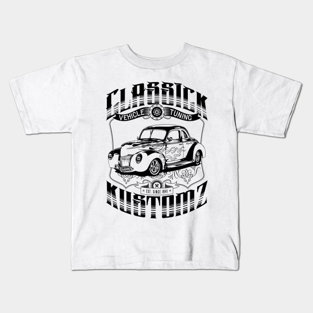 Hot Rod - Classic Kustomz (black) Kids T-Shirt by GetThatCar